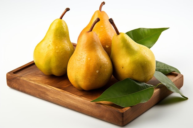 Ripe Pears on a Wooden Cutting Board