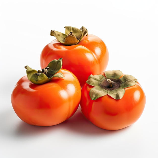 Ripe Persimmon fruits isolated on white background