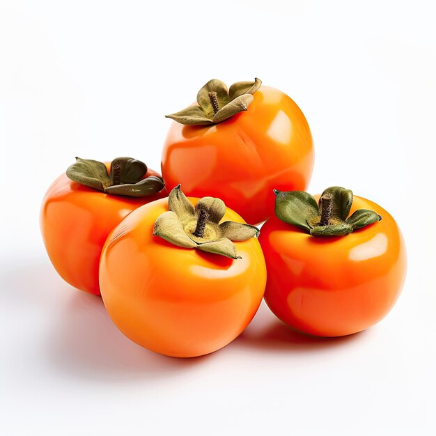 Ripe Persimmon fruits isolated on white background