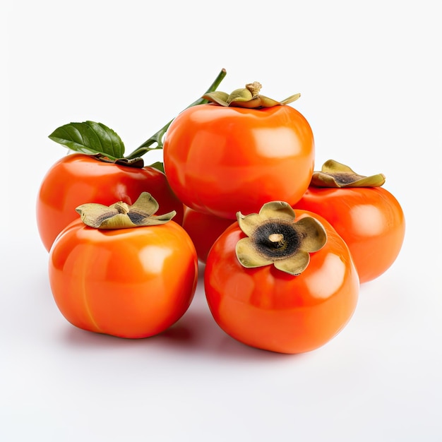 Ripe Persimmon fruits isolated on white background