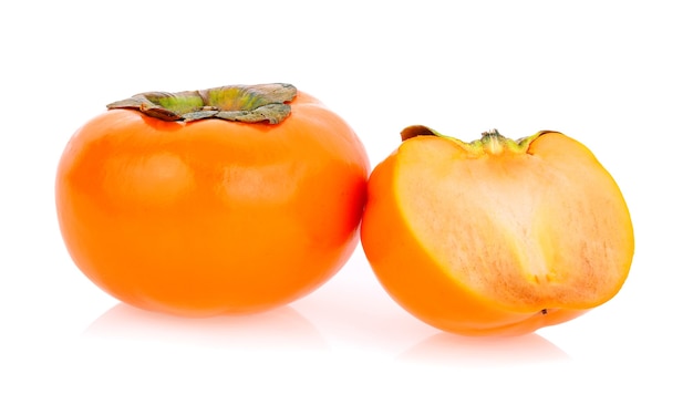 Ripe persimmons isolated on white background