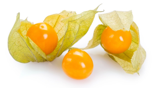 Ripe physalis isolated on white background