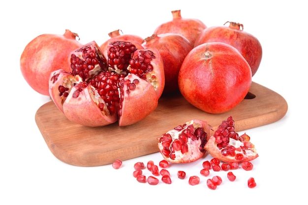 Ripe pomegranates isolated on white