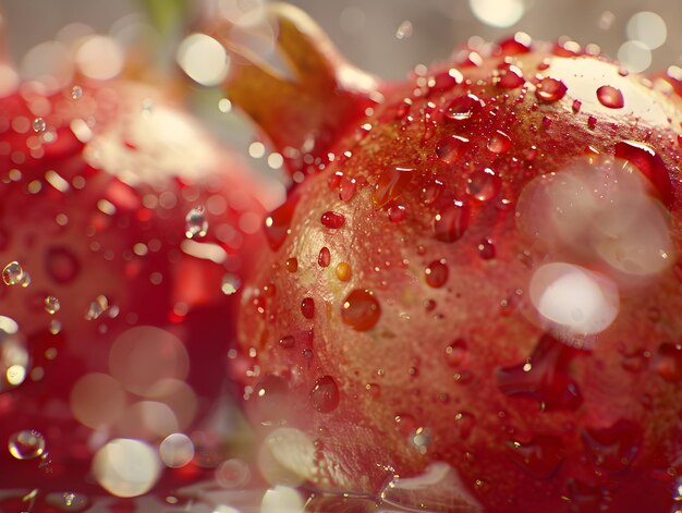 Photo ripe pomegranates with water drops on a white background