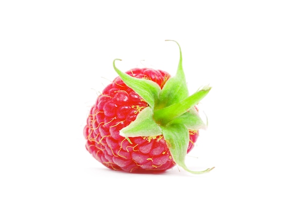 Ripe raspberries isolated on white background