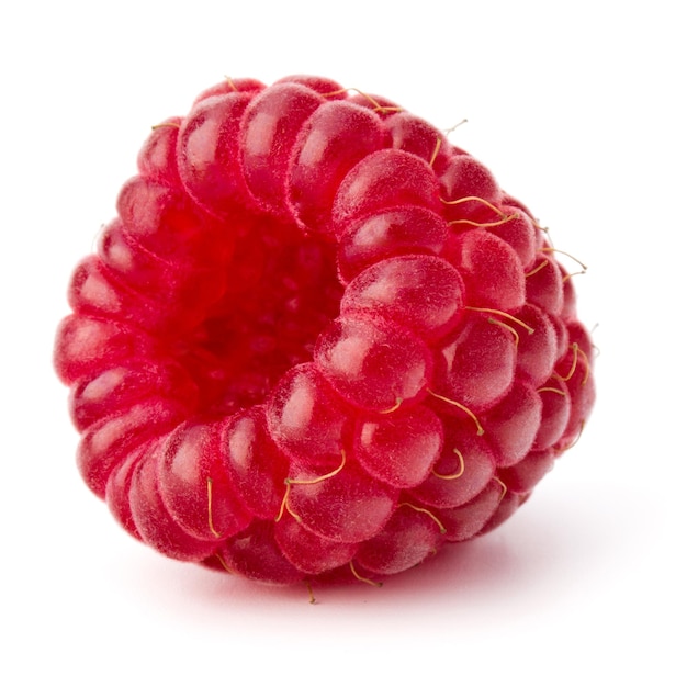 Ripe raspberry isolated on white background close up