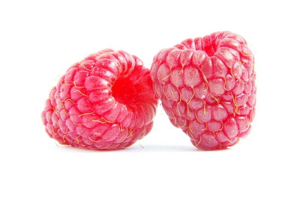 Ripe raspberry on a white background