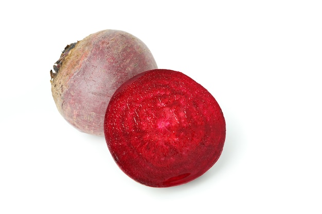 Ripe red beet isolated on white background