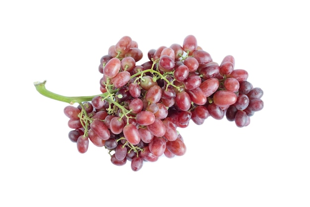 Ripe red grape red and purple bunch isolated on white background