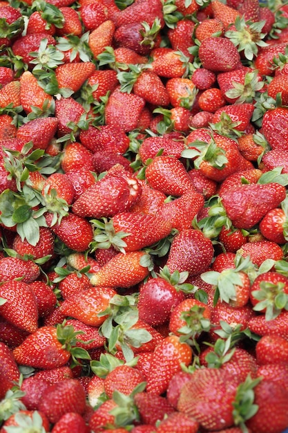 Ripe Red Strawberries background top view