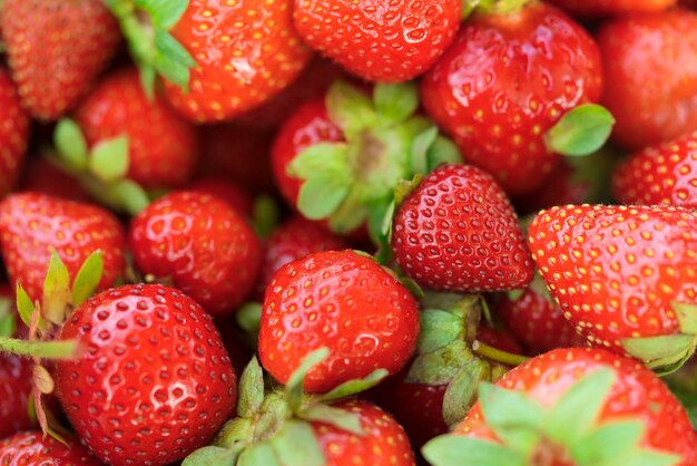 Ripe red strawberries background