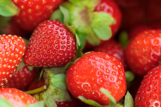 Ripe red strawberries background