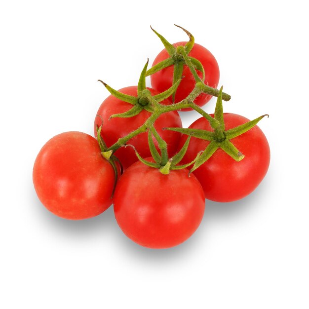 Ripe red tomatoes on a white isolated background