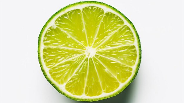 Ripe slice of green lime citrus fruit