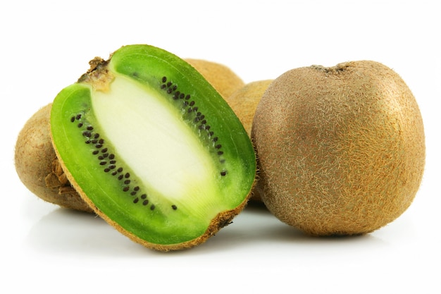 Ripe Sliced Kiwi Isolated on White Background