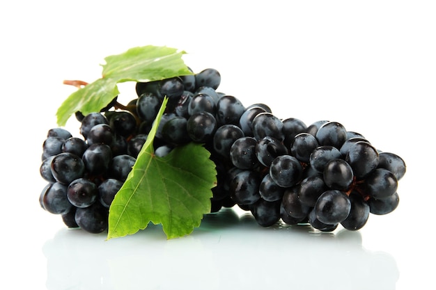 Ripe sweet grapes isolated on white