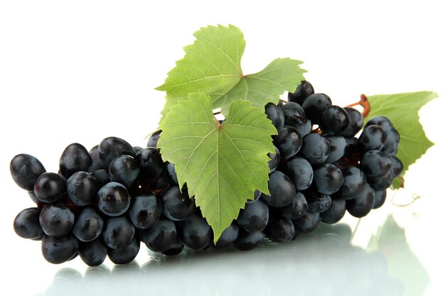 Ripe sweet grapes isolated on white