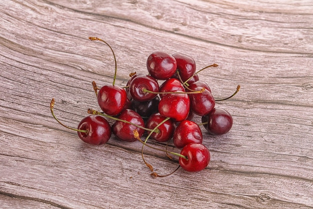 Ripe sweet juicy cherry berries heap