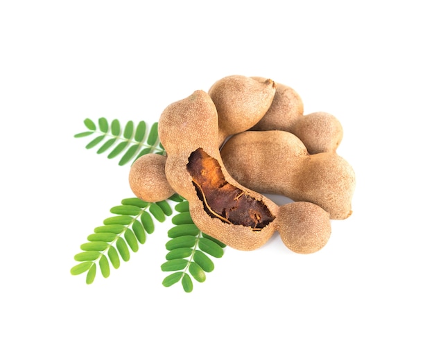 Ripe tamarind on white background