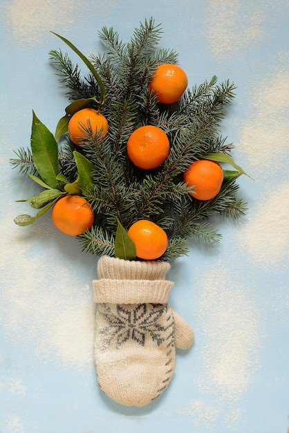 Ripe tangerines on on a blue  background. Fruit layout. Citrus.