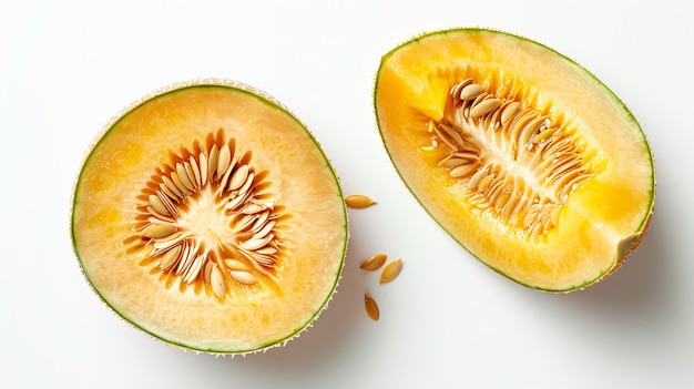 Ripe Tasty Melon on White Background Top View