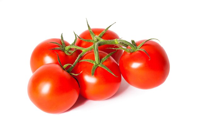 Ripe tomatoes isolated on the white background