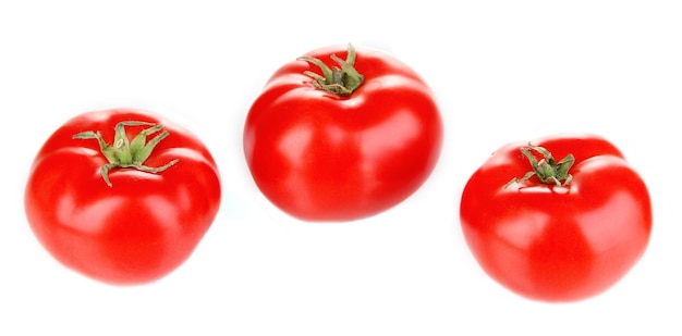 Ripe tomatoes isolated on white