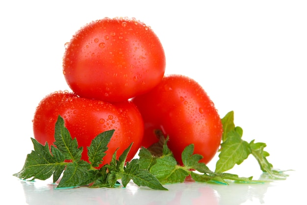 Ripe tomatoes isolated on white