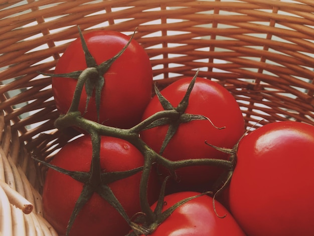 Ripe tomatoes organic vegetables and healthy eating styled concept