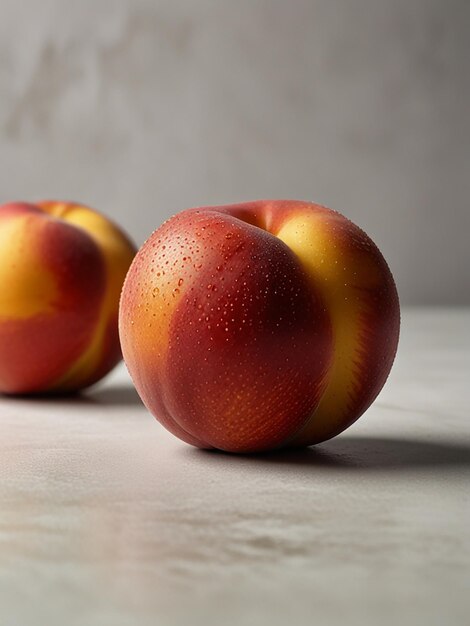 Photo ripe whole peach nectarine fruit on a white background with copying space