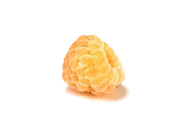 Ripe yellow raspberry isolated on white background