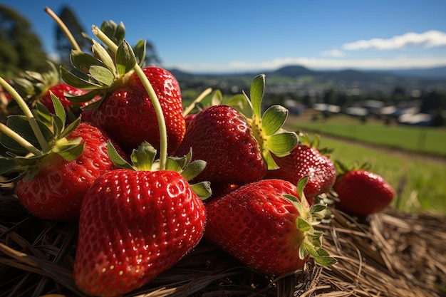 ripened red strawberries grown in the garden