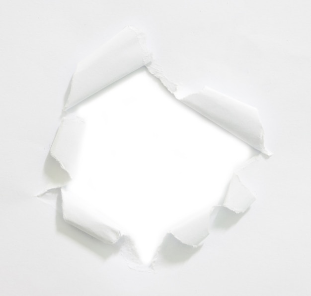 ripped paper on white background and have copy space for design in your work