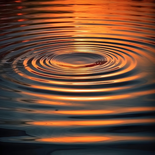 A ripple in the water with the sun setting behind it.