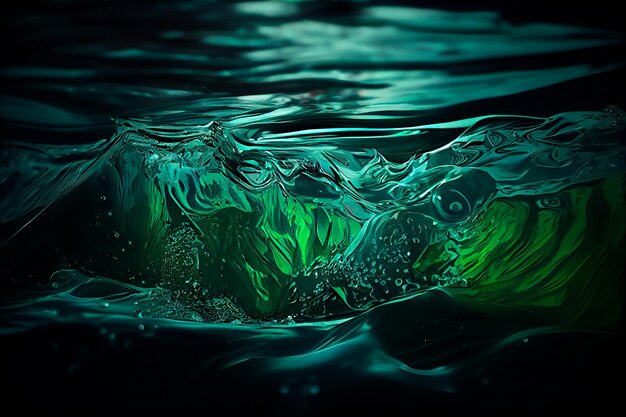 Rippled and splashed transparent dark green clear water surface texture Water waves on an abstract summer banner background with copy space Generative AI