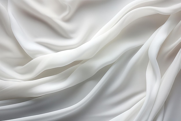 Rippled white silk fabric up close