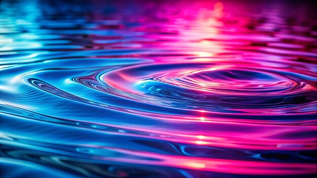 Photo rippling water surface in neon bluepink colors free space for text abstract background