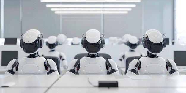 Photo the rise of robots in future office operations concept robotics in business workplace automation artificial intelligence future technologies