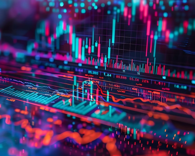 Rising biotech and falling energy sectors in stock market bar graph