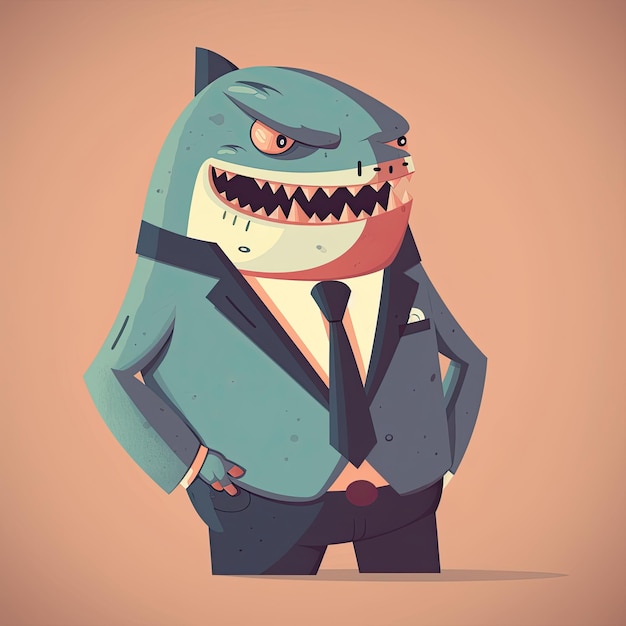 Rising to the Top Business Shark Boss in a Smart Suit Making Strategy in the Office Generative AI