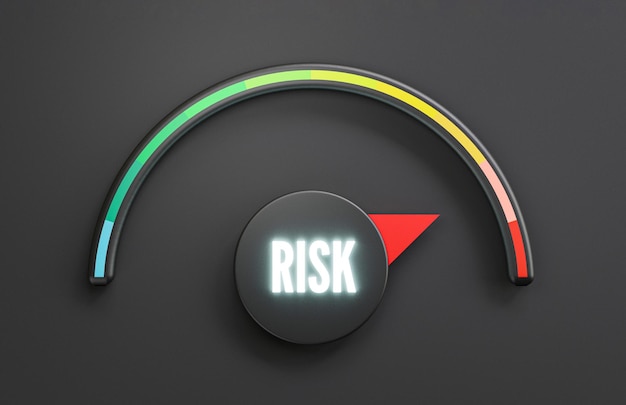 Risk level indicator rating of low middle and high on for Risk management and assessment concept by 3d render illustration