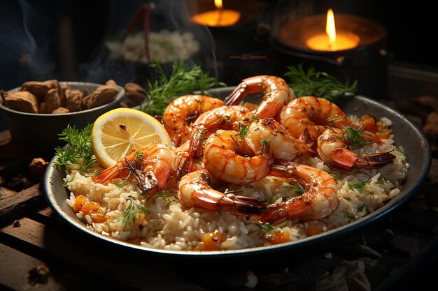 risotto and prawns