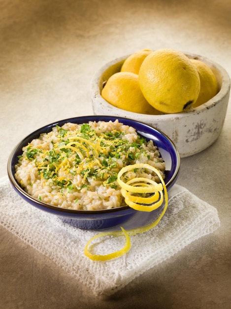 Risotto with lemon and parsley healthy food