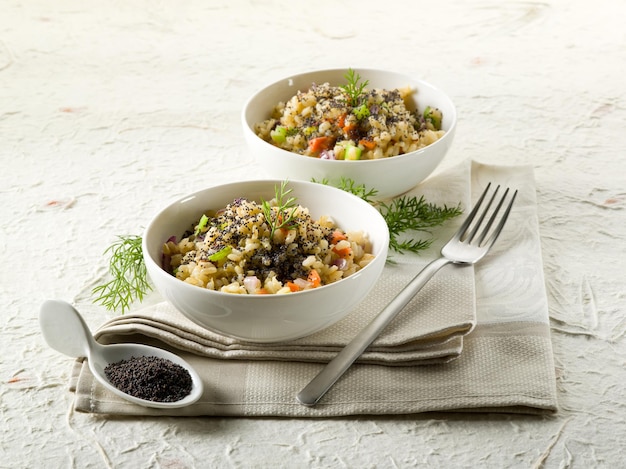 Risotto with poppy seed and carrotshealthy food