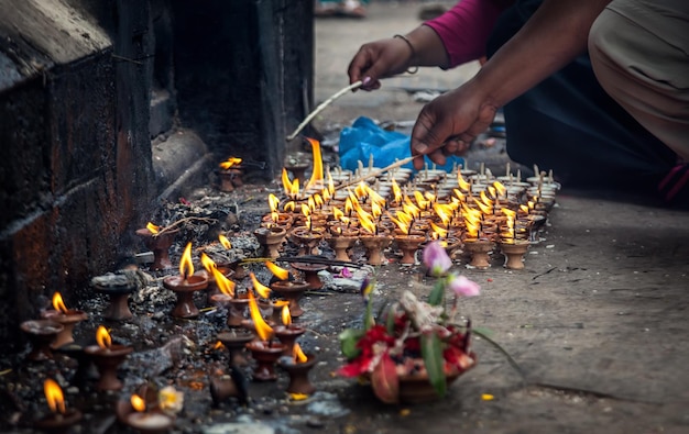 Ritual near Hindu temple in Nepal