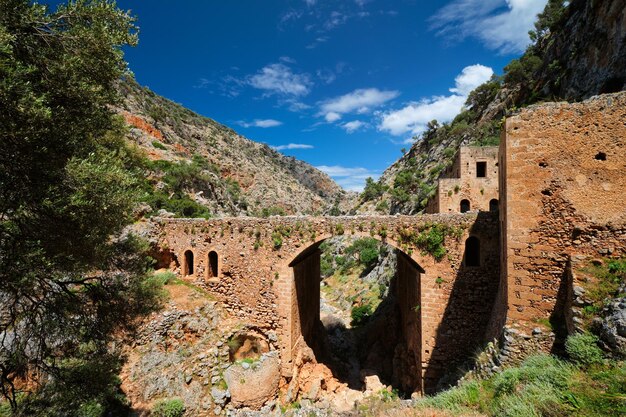 Riuns of Katholiko monastery Chania region on Crete island Greece