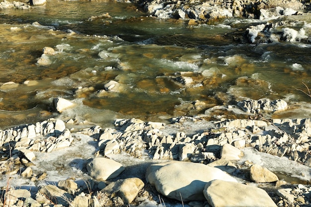 River in the Carpathian mountains in autumn