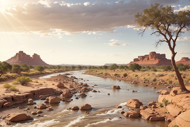 River crossing the desert landscape of mapungubwe national park travel destination in south africa