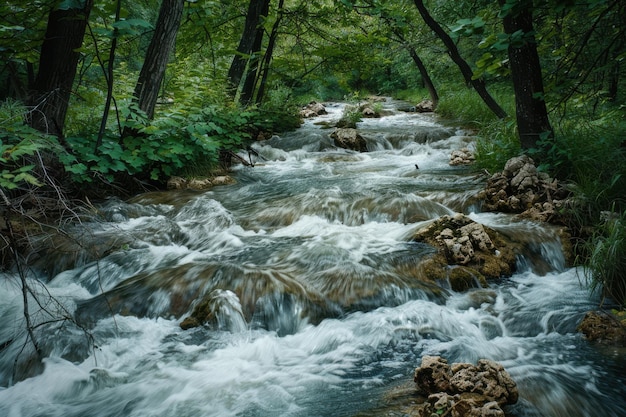 River Flowing Forest Scene