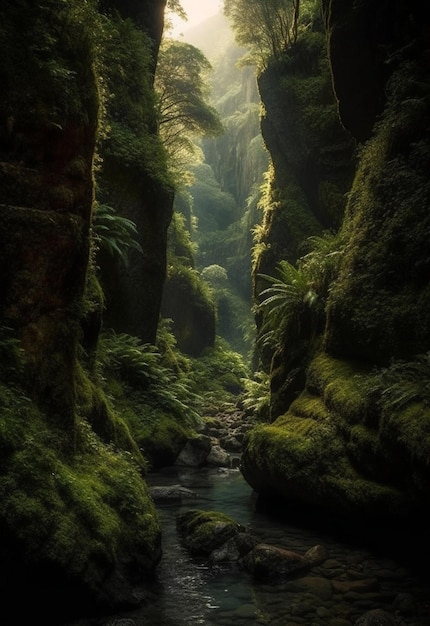 A river flows through a deep canyon.